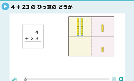 4＋23のひっ算のどうが