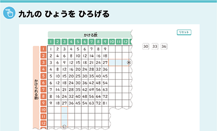 九九のひょうをひろげる